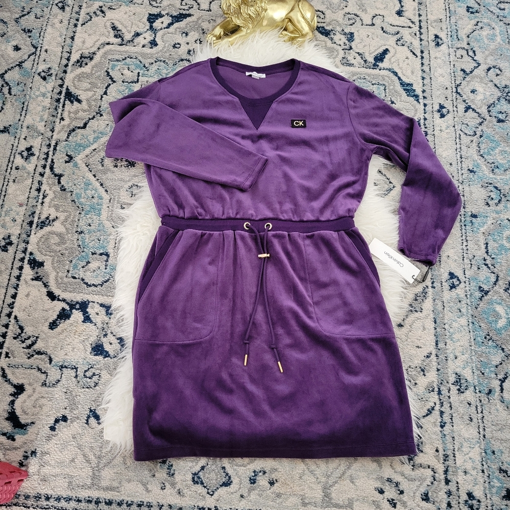 CALVIN KLEIN Velvet Dress, Size L
